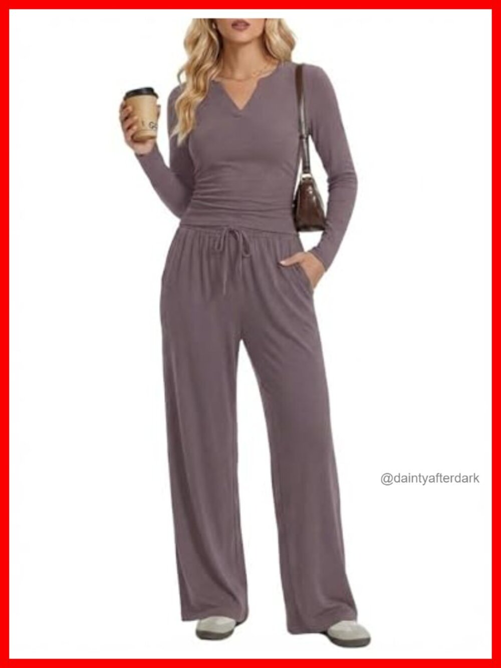 Women's 2 Piece Lounge Set Crop Top Wide Leg Pants